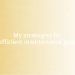 My strategies for efficient maintenance gear