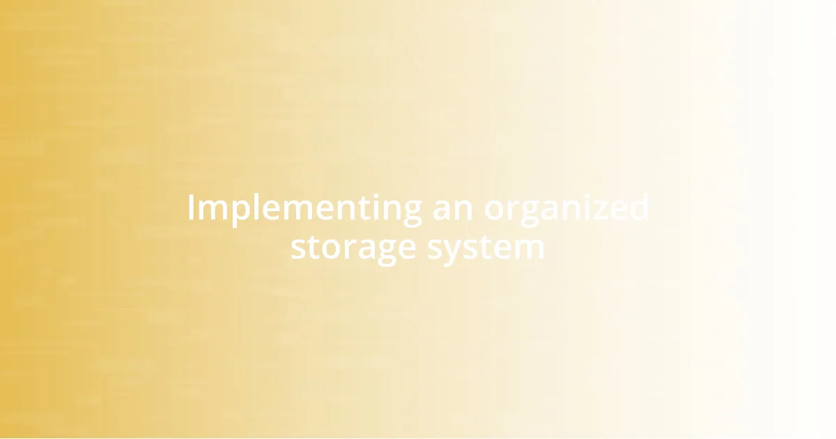 Implementing an organized storage system