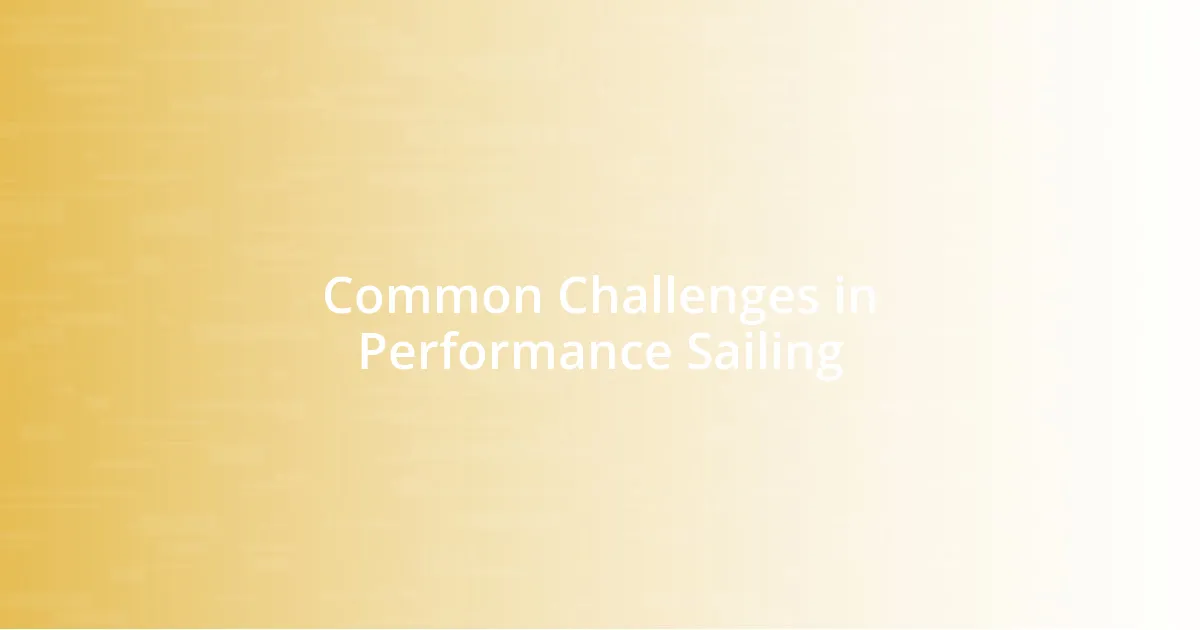 Common Challenges in Performance Sailing