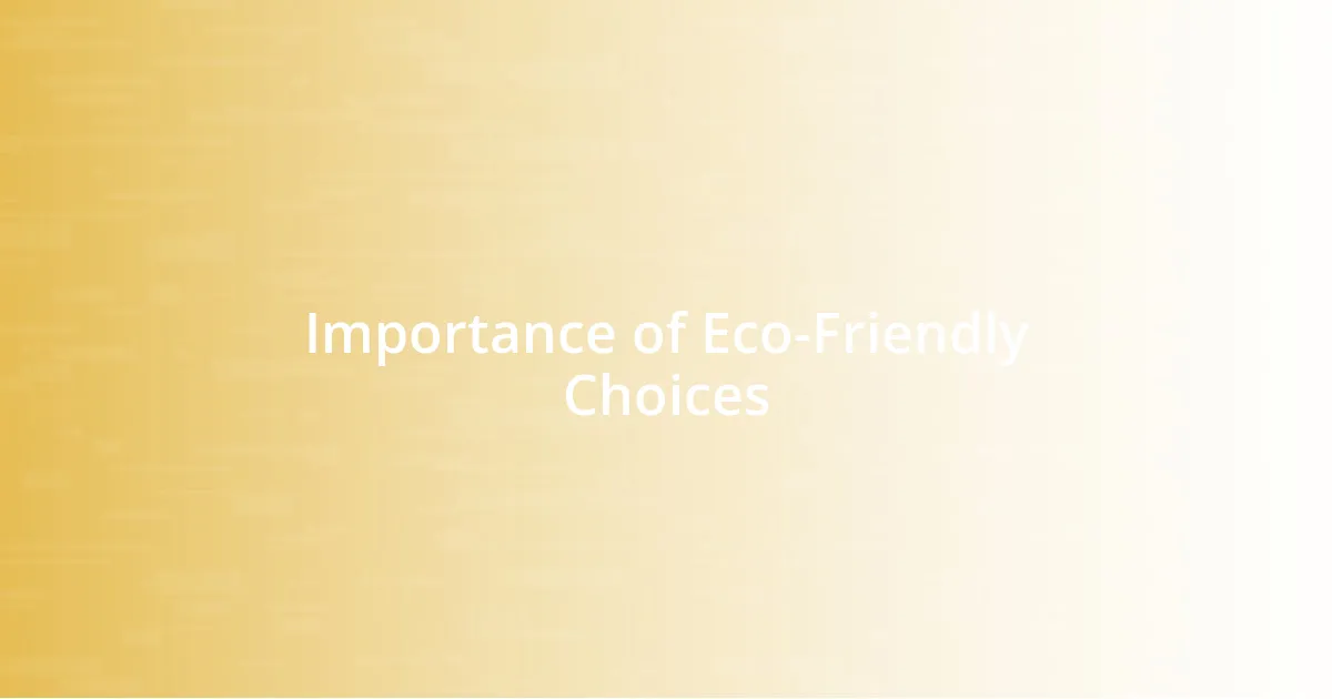 Importance of Eco-Friendly Choices