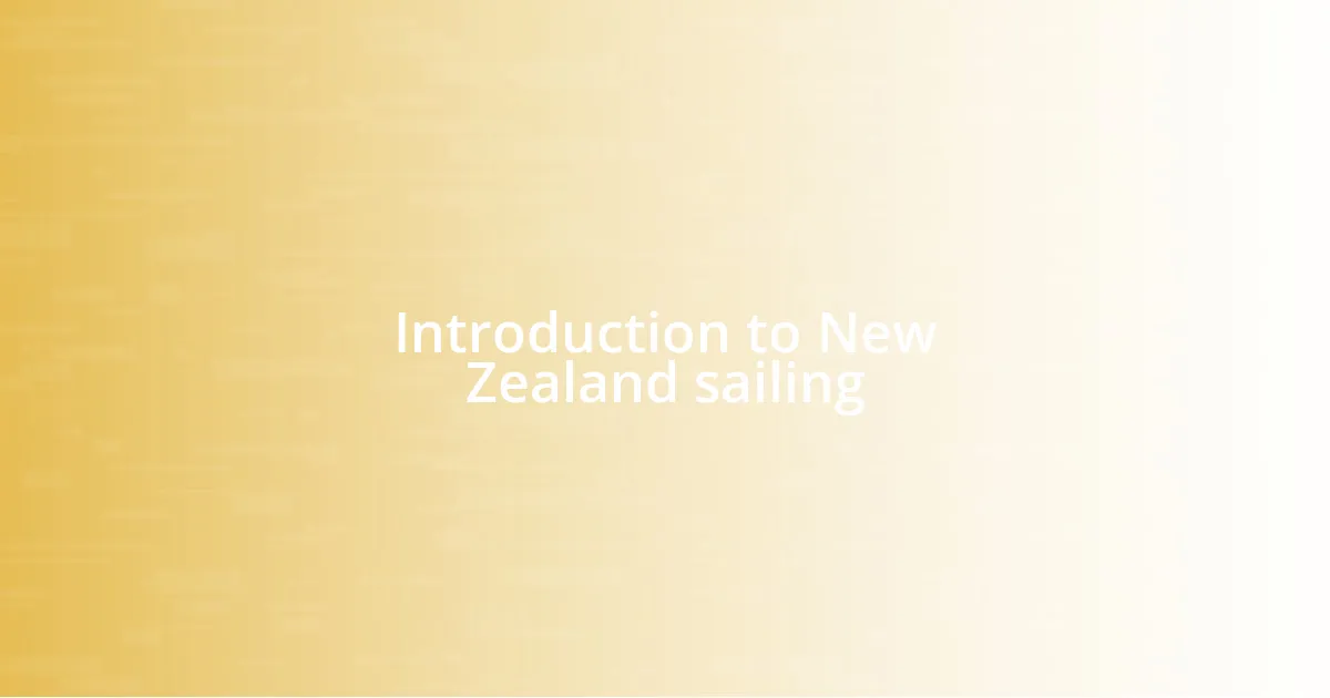 Introduction to New Zealand sailing